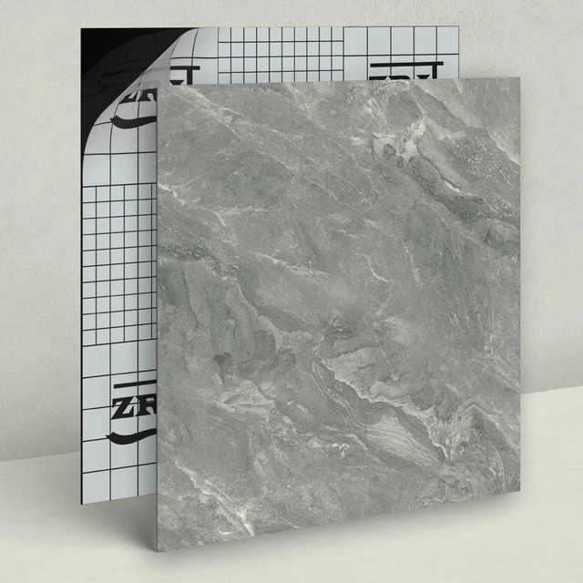 Alt view image 2 of 7 - 40-Pack Peel & Stick Floor Tiles 12 x 12 inch Vinyl Floor Self Adhesive Waterproof Flooring Planks DIY for Bathroom, Kitchen, Living Room, RV, Cover 40 Sq. Ft, Dark Grey Marble