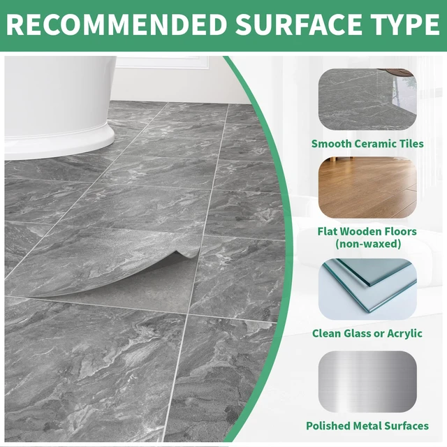 Alt view image 7 of 7 - 40-Pack Peel & Stick Floor Tiles 12 x 12 inch Vinyl Floor Self Adhesive Waterproof Flooring Planks DIY for Bathroom, Kitchen, Living Room, RV, Cover 40 Sq. Ft, Dark Grey Marble