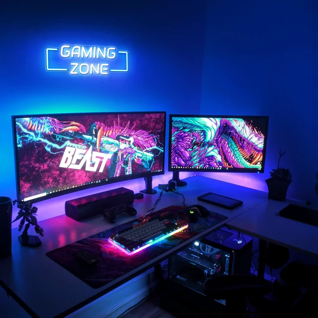 Alt view image 2 of 7 - Game Zone Neon Sign for Gameroom Wall Decor LED Light Signs - Gaming Zone Neon Sign for Teen Boy Bedroom- Best Gamer Gifts for Teenager, Kids