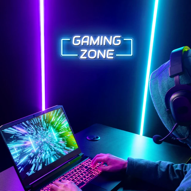 Alt view image 3 of 7 - Game Zone Neon Sign for Gameroom Wall Decor LED Light Signs - Gaming Zone Neon Sign for Teen Boy Bedroom- Best Gamer Gifts for Teenager, Kids
