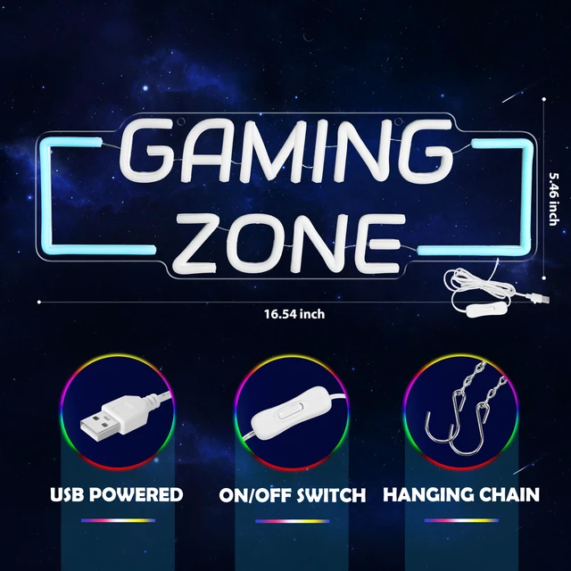 Alt view image 5 of 7 - Game Zone Neon Sign for Gameroom Wall Decor LED Light Signs - Gaming Zone Neon Sign for Teen Boy Bedroom- Best Gamer Gifts for Teenager, Kids