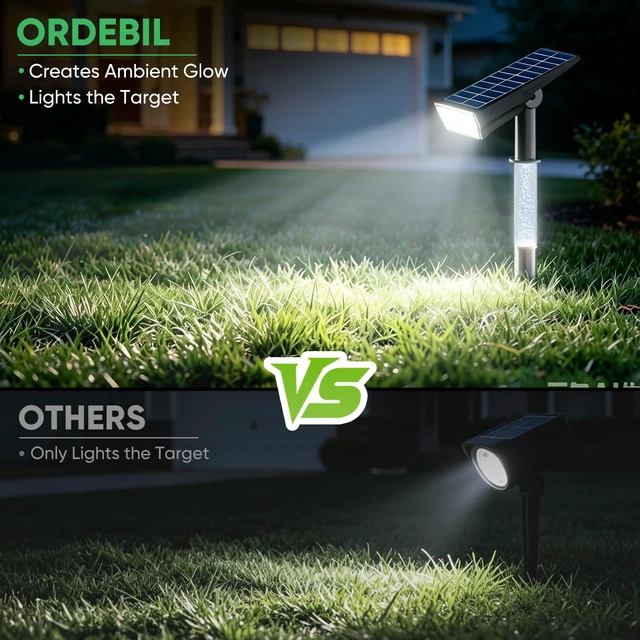 Alt view image 2 of 7 - Solar Spot Lights Outdoor Waterproof, Cool White 4 Pack Solar Landscape Lights with Illuminated Pillar, Dusk to Dawn, 2 Modes, 76 LED Solar Flood Lights for Yard Garden Pathway Tree
