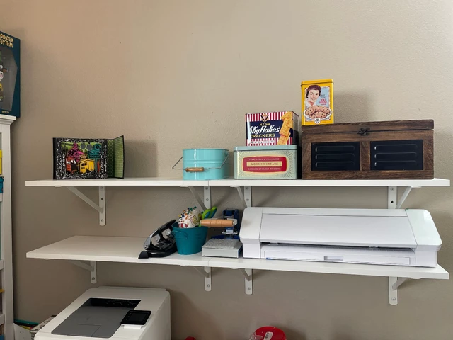 Alt view image 5 of 7 - Heavy Duty Shelf Brackets, 12 x 8 Inch White Metal L Brackets, 10 Pack 600LBS Per Pair, Stable Triangle Steel Design, Rust-Resistant Coating, Screws And Anchors Included For Space-Saving Storage