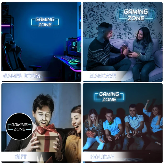 Alt view image 7 of 7 - Game Zone Neon Sign for Gameroom Wall Decor LED Light Signs - Gaming Zone Neon Sign for Teen Boy Bedroom- Best Gamer Gifts for Teenager, Kids