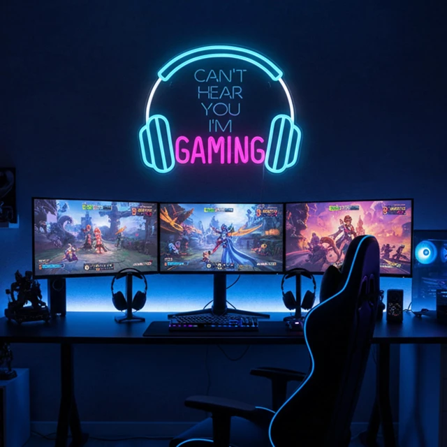 Alt view image 2 of 7 - Gamer Neon Sign, Neon Headphone Signs for Gaming Room Decor - Can't Hear You I'm Gaming Headset LED Light Sign for Teen Boys Room Decor - Best Gamer Gifts for Teenage Boys, Kids