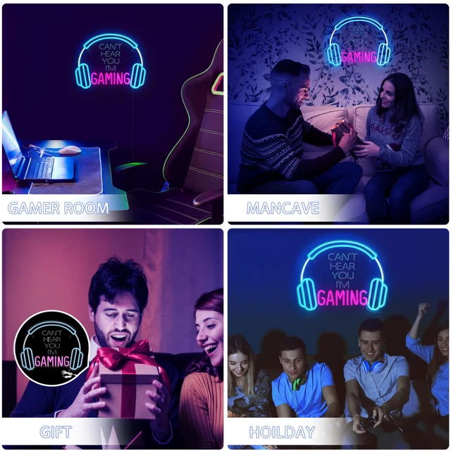 Alt view image 7 of 7 - Gamer Neon Sign, Neon Headphone Signs for Gaming Room Decor - Can't Hear You I'm Gaming Headset LED Light Sign for Teen Boys Room Decor - Best Gamer Gifts for Teenage Boys, Kids