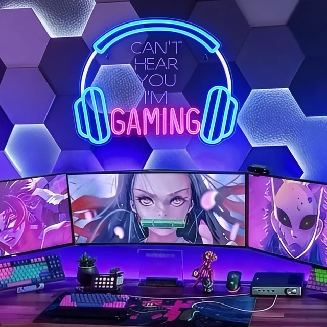 Alt view image 5 of 7 - Gamer Neon Sign, Neon Headphone Signs for Gaming Room Decor - Can't Hear You I'm Gaming Headset LED Light Sign for Teen Boys Room Decor - Best Gamer Gifts for Teenage Boys, Kids