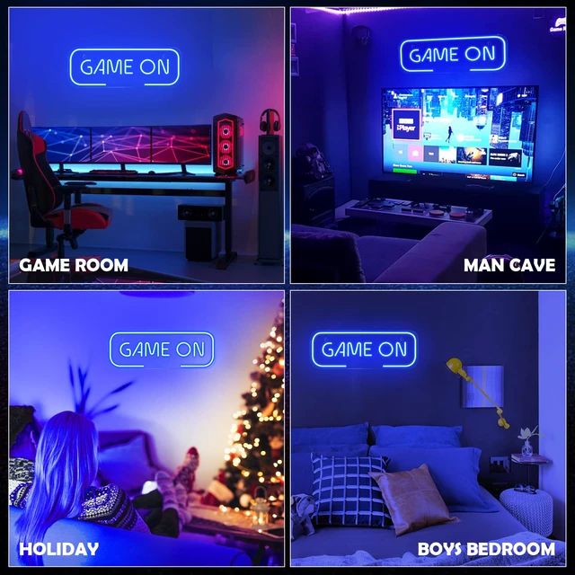 Alt view image 7 of 7 - Gaming Neon Sign, Game On Neon Sign for Game Room Decor - LED Game Neon Sign for Teen Boy Room Decor, Gamer Wall Decor - Best Gamer Gifts for Boys, Kids (Blue)