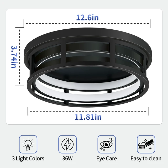 Alt view image 3 of 7 - LED Flush Mount Ceiling Light Fixture,Modern Hallway Light Fixtures Ceiling,3 Color Selectable Light Fixtures Ceiling Mount for Kitchen Hallway Entry Bedroom (2 Pack)