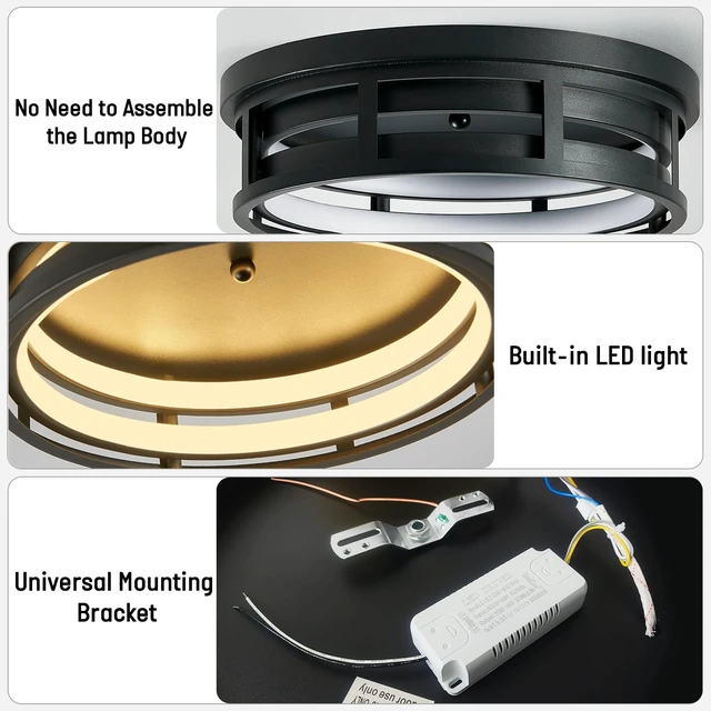 Alt view image 5 of 7 - LED Flush Mount Ceiling Light Fixture,Modern Hallway Light Fixtures Ceiling,3 Color Selectable Light Fixtures Ceiling Mount for Kitchen Hallway Entry Bedroom (2 Pack)