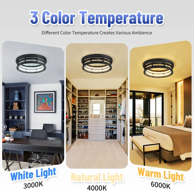 Alt view image 4 of 7 - LED Flush Mount Ceiling Light Fixture,Modern Hallway Light Fixtures Ceiling,3 Color Selectable Light Fixtures Ceiling Mount for Kitchen Hallway Entry Bedroom (2 Pack)