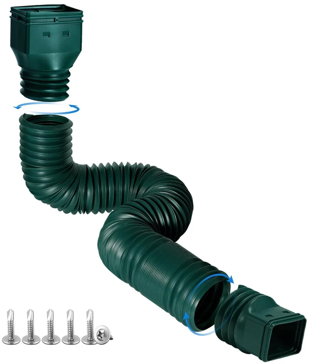 Main image of Green1-Pack Rain Gutter Downspout Extensions Flexible, Drain Downspout Extender,Down Spout Drain Extender, Gutter Connector Rainwater Drainage,Extendable from 21 to 68 Inches