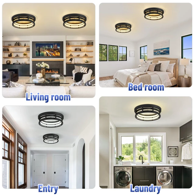 Alt view image 7 of 7 - LED Flush Mount Ceiling Light Fixture,Modern Hallway Light Fixtures Ceiling,3 Color Selectable Light Fixtures Ceiling Mount for Kitchen Hallway Entry Bedroom (2 Pack)
