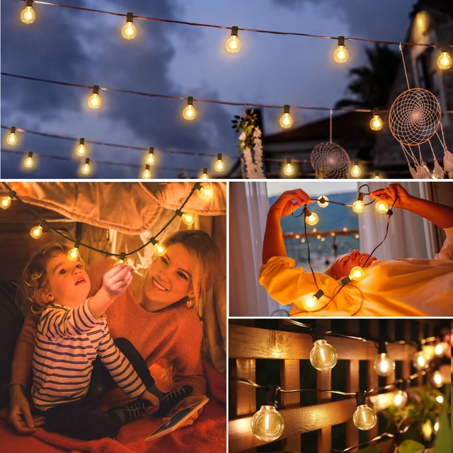 Alt view image 4 of 7 - 50 Pack G40 LED Replacement String Light Bulbs, E12 Base, 1W,2700K Waterproof, Shatterproof, Energy Efficient, Dimmable, Equal to 5W Incandescent, Warm White, Not Solar String Compatible