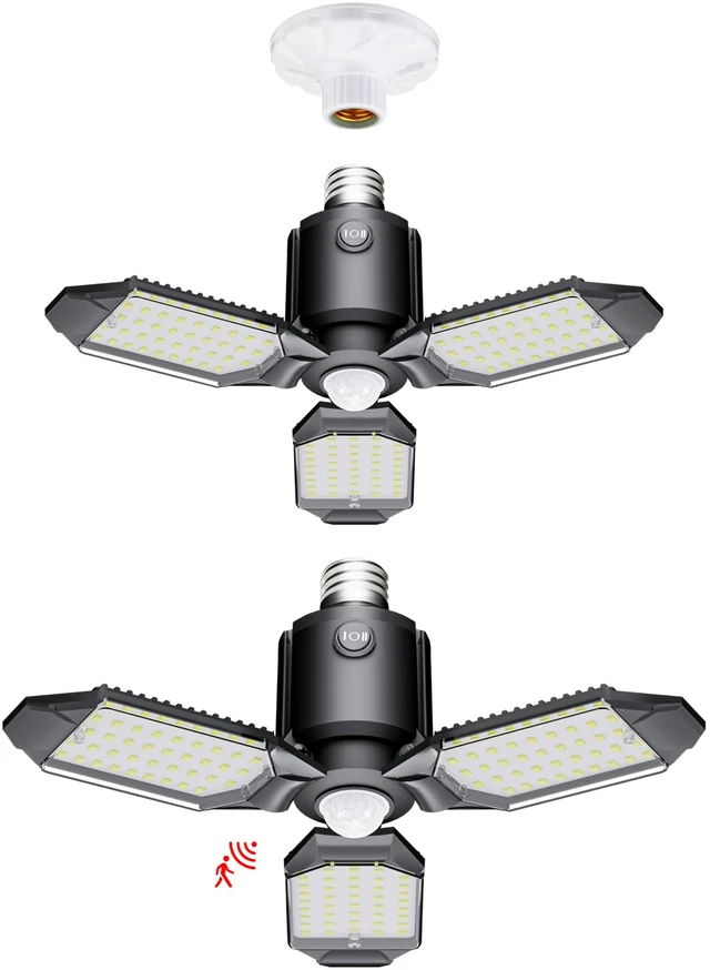Main image of Motion Sensor LED Garage Light for Ceiling 8000LM 2Pack Motion Activated,Dusk to Dawn Sensor Lights,80W Ultra Bright LED Shop Light Bulb,Screw in Shop Lights for Barn,Basement