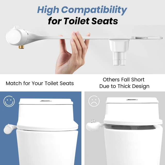 Alt view image 4 of 7 - Bidet Attachment for Existing Toilet Seats, Ultra-Slim, Non Electric, Dual Nozzle, Rear & Feminine Wash, Fresh Cold Water Sprayer, Badays Bedets Bedits Badette Bidgets, Black
