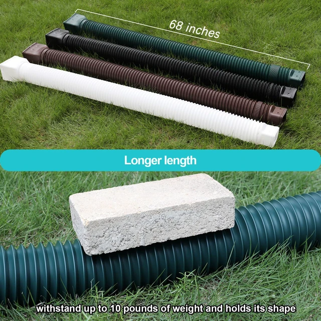 Alt view image 3 of 6 - Green1-Pack Rain Gutter Downspout Extensions Flexible, Drain Downspout Extender,Down Spout Drain Extender, Gutter Connector Rainwater Drainage,Extendable from 21 to 68 Inches