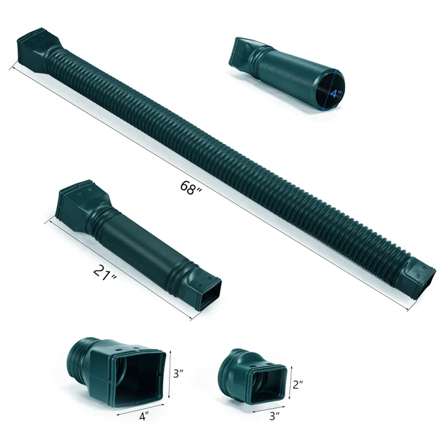 Alt view image 6 of 6 - Green1-Pack Rain Gutter Downspout Extensions Flexible, Drain Downspout Extender,Down Spout Drain Extender, Gutter Connector Rainwater Drainage,Extendable from 21 to 68 Inches