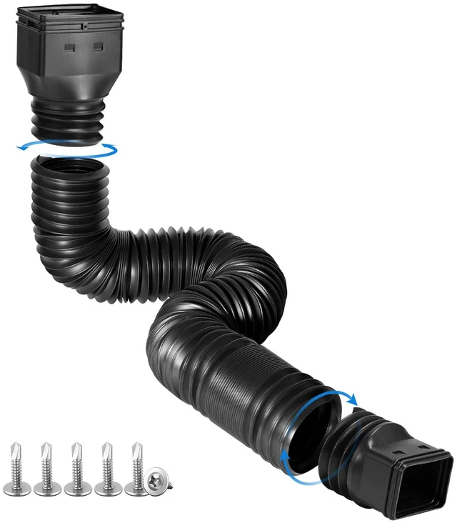 Main image of Black 1-Pack Rain Gutter Downspout Extensions Flexible, Drain Downspout Extender,Down Spout Drain Extender, Gutter Connector Rainwater Drainage,Extendable from 21 to 68 Inches