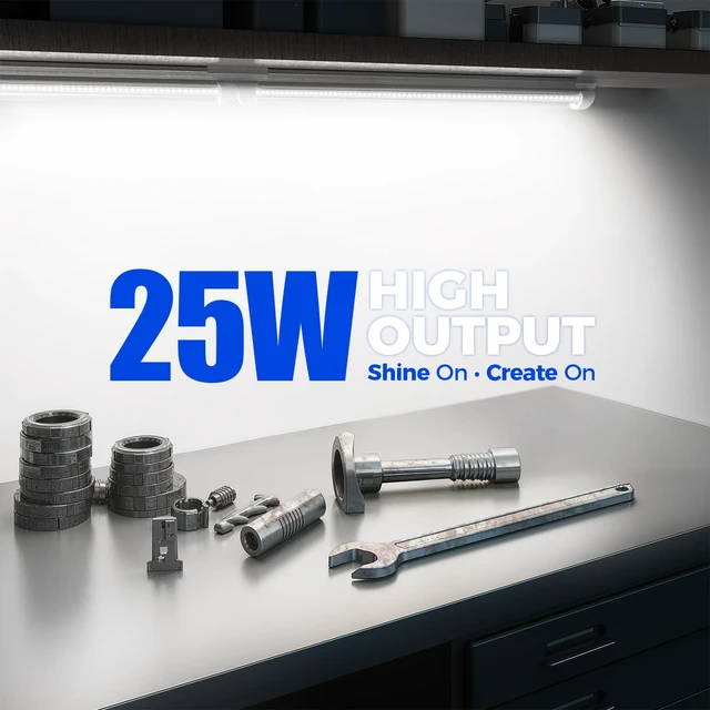 Alt view image 2 of 7 - T8 LED Shop Lights 1.5FT, 25W 3450LM 5000K, 2 Pack High Output Tube 1.5 Foot Light Bar for Workbench Workshop and Garage, Daylight White, Ceiling Mount, Linkable to 10, Aluminum, V Shape