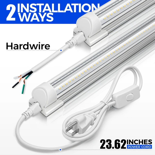 Alt view image 3 of 7 - T8 LED Shop Lights 1.5FT, 25W 3450LM 5000K, 2 Pack High Output Tube 1.5 Foot Light Bar for Workbench Workshop and Garage, Daylight White, Ceiling Mount, Linkable to 10, Aluminum, V Shape