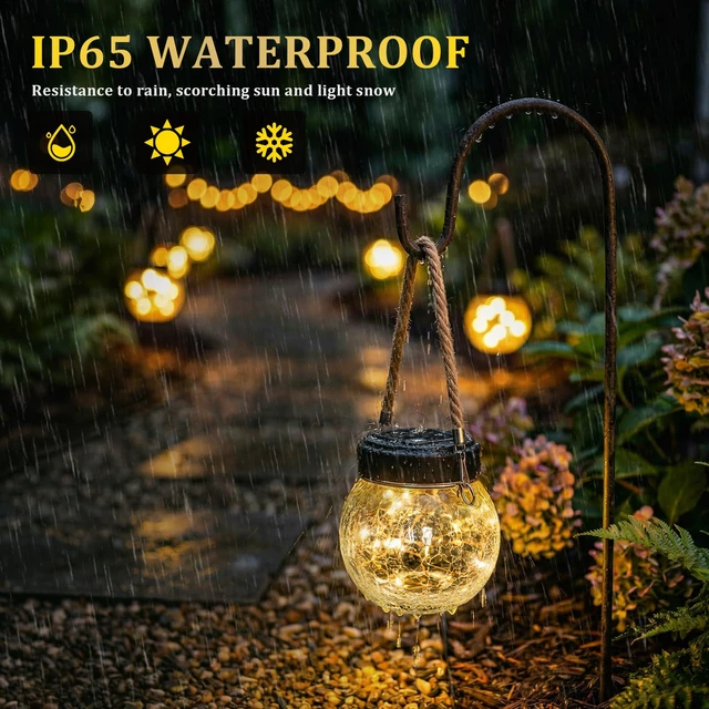 Alt view image 5 of 7 - 6 Pack M Size Solar Lantern Gifts for Women - Outdoor Solar Lanterns Waterproof with 15 LED Hanging Garden Patio Backyard Decor Lights for Halloween Christmas Easter Gift
