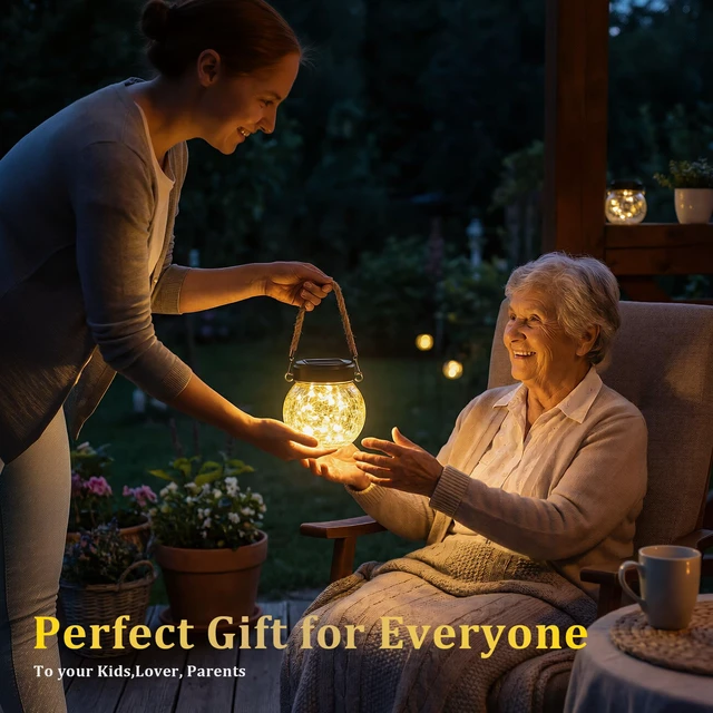 Alt view image 6 of 7 - 6 Pack M Size Solar Lantern Gifts for Women - Outdoor Solar Lanterns Waterproof with 15 LED Hanging Garden Patio Backyard Decor Lights for Halloween Christmas Easter Gift