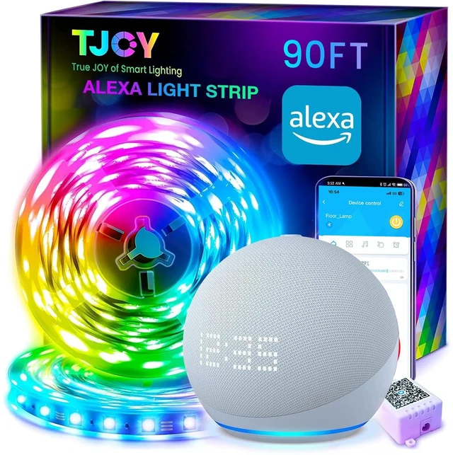 Main image of 90FT Smart Led Strip Lights for Bedroom Alexa Compatible Wireless RGB Music Sync, RGB Color Changing Lights for Room Decor(APP+Remote+Voice control)