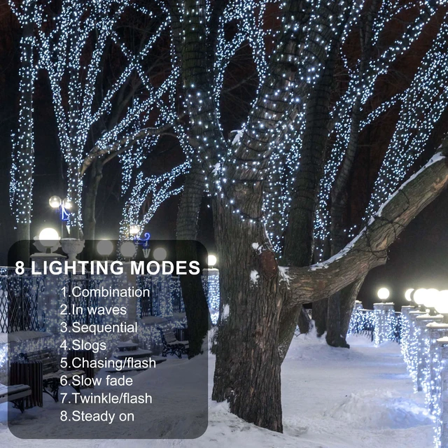 Alt view image 3 of 7 - 164Ft 500 LED White Christmas Lights, Waterproof 8 Twinkle with Memory Functions Christmas Tree Lights for Indoor Outdoor Christmas Tree Garden Decoration (164FT, White)