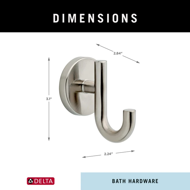 Alt view image 6 of 7 - Single Towel Hook for Bathroom or Kitchen| Stainless Steel | Trinsic Accessories