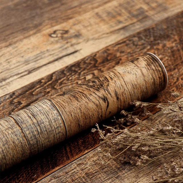 Main image of Wood Grain Contact Paper Peel and Stick Wood Look Wallpaper for Countertops 17.5" X 984" Woodgrain Contact Paper Brown Wood Panel Removable Wallpaper Rustic Vinyl Wrap Easy to Install for Wall Cabinet