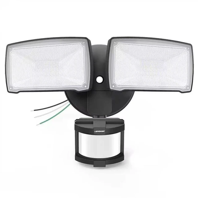 Main image of Hardwired LED Security Lights Motion Sensor Outdoor, 40W 4000LM 5500K Daylight, 72 FT Range & 180° Detection, Easy to Install, IP65 Waterproof, 2 Head Flood Light for Garage, Yard, Porch