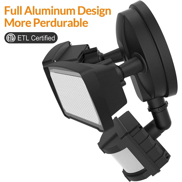 Alt view image 5 of 7 - Hardwired LED Security Lights Motion Sensor Outdoor, 40W 4000LM 5500K Daylight, 72 FT Range & 180° Detection, Easy to Install, IP65 Waterproof, 2 Head Flood Light for Garage, Yard, Porch