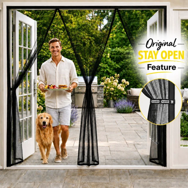 Alt view image 6 of 7 - French Door Magnetic Screen Door - Self Sealing, Heavy Duty, Hands Free Mesh Partition Keeps Bugs Out - Pet and Kid Friendly - Patent Pending Keep Open Feature - 74 Inch x 81 Inch