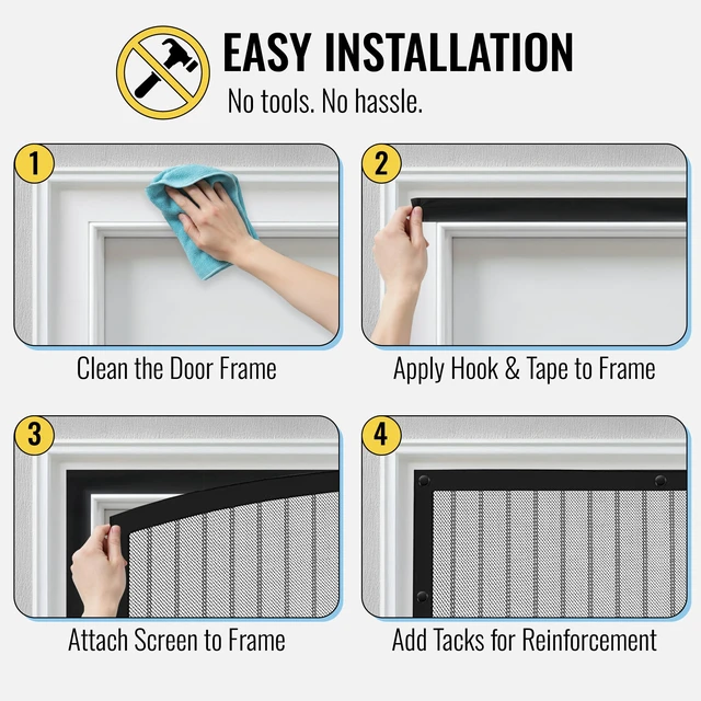 Alt view image 5 of 7 - French Door Magnetic Screen Door - Self Sealing, Heavy Duty, Hands Free Mesh Partition Keeps Bugs Out - Pet and Kid Friendly - Patent Pending Keep Open Feature - 74 Inch x 81 Inch