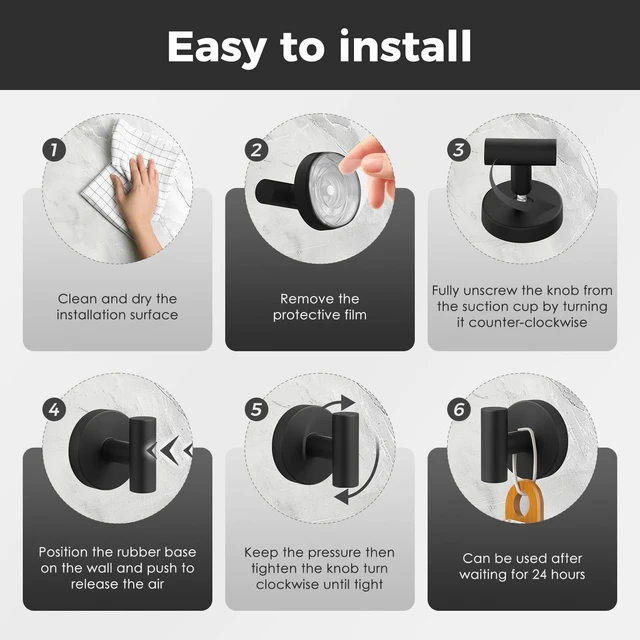 Alt view image 4 of 5 - Shower Hooks for Inside Shower,No-Drill Removable&Reusable Towel Hooks for Bathroom,Heavy Duty Suction Cup Hooks for Glass Window,4 Packs(Black)