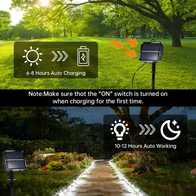 Alt view image 3 of 7 - Solar Rope Lights for Outside, 2 Packs 400 LED White Solar String Lights