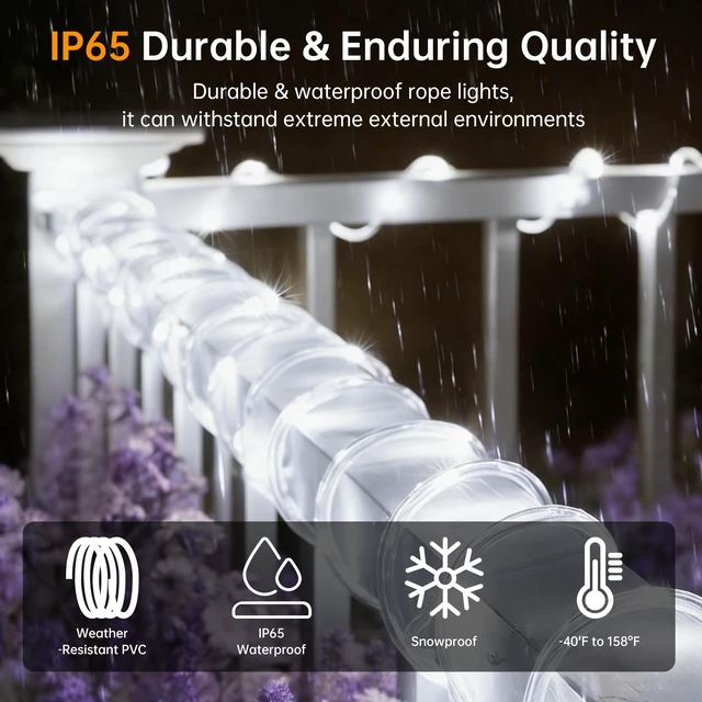 Alt view image 4 of 7 - Solar Rope Lights for Outside, 2 Packs 400 LED White Solar String Lights