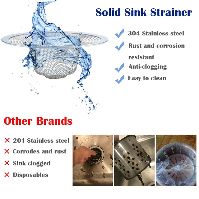 Alt view image 2 of 7 - 40 pcs Heavy Duty Stainless Steel Slop Basket Filter Trap, 2.75" Top / 1" Mesh Metal Sink Strainer,Perfect for Kitchen Sink/Bathroom Bathtub Wash Basin Floor Drain Balcony Drain Hole RV Sink