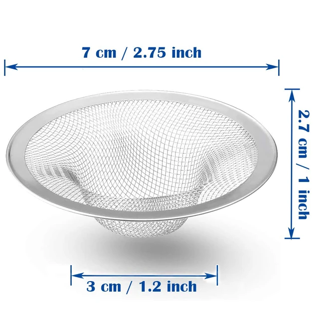 Alt view image 7 of 7 - 40 pcs Heavy Duty Stainless Steel Slop Basket Filter Trap, 2.75" Top / 1" Mesh Metal Sink Strainer,Perfect for Kitchen Sink/Bathroom Bathtub Wash Basin Floor Drain Balcony Drain Hole RV Sink