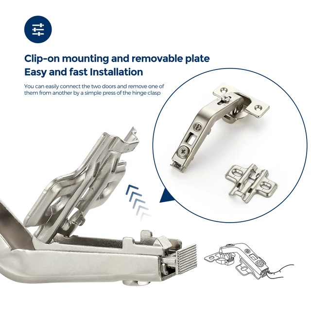 Alt view image 3 of 7 - Kitchen Cabinet Hinges,135 Degree Door Hinges, 10 Pairs 20 Pack Compatible with Lazy Susan Corner Cupboard, Full Overlay, for Face Frame Door, Concealed Corner, Cabinet Hardware