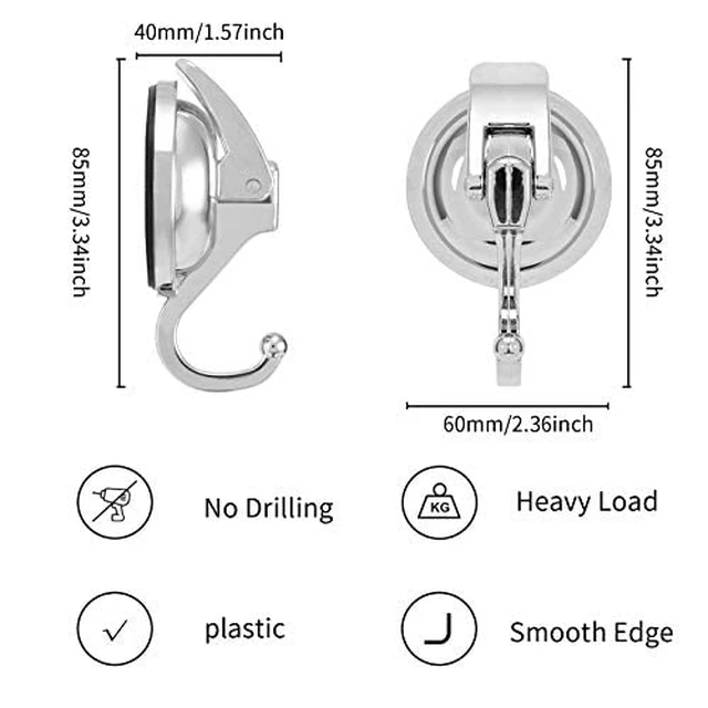 Alt view image 3 of 6 - Wreath Hanger, 6 Pack, Silver-Plated Polished Suction Hooks for Window Glass Kitchen Bathroom, Reusable Without Punching for Towel Loofah Robe Coat Wreath Decor, ABS Plastic