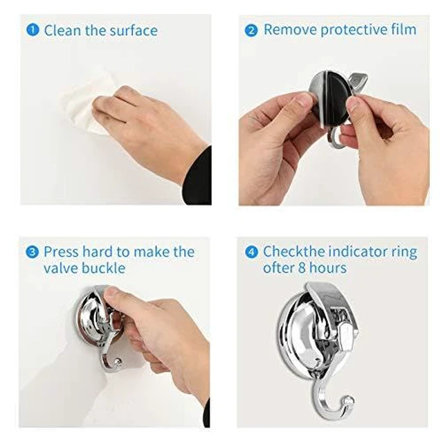 Alt view image 5 of 6 - Wreath Hanger, 6 Pack, Silver-Plated Polished Suction Hooks for Window Glass Kitchen Bathroom, Reusable Without Punching for Towel Loofah Robe Coat Wreath Decor, ABS Plastic