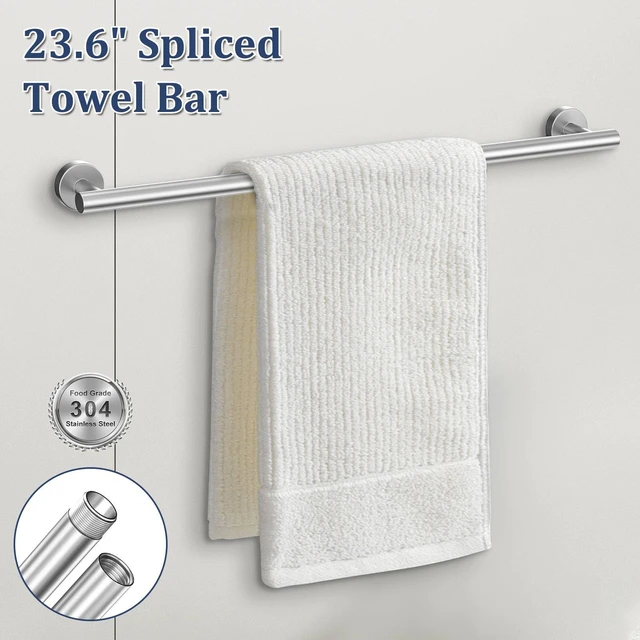 Alt view image 2 of 7 - 5 Pieces Bathroom Hardware Set Brushed Nickel Towel Bar Set Round Towel Holder Set Upgraded Paper Towel Holder with Shelf Stainless Steel Wall Mounted,23.6 Inch