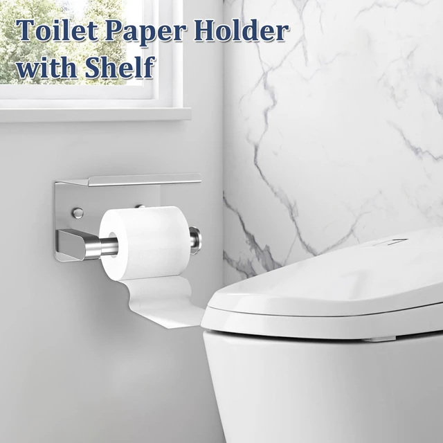 Alt view image 4 of 7 - 5 Pieces Bathroom Hardware Set Brushed Nickel Towel Bar Set Round Towel Holder Set Upgraded Paper Towel Holder with Shelf Stainless Steel Wall Mounted,23.6 Inch