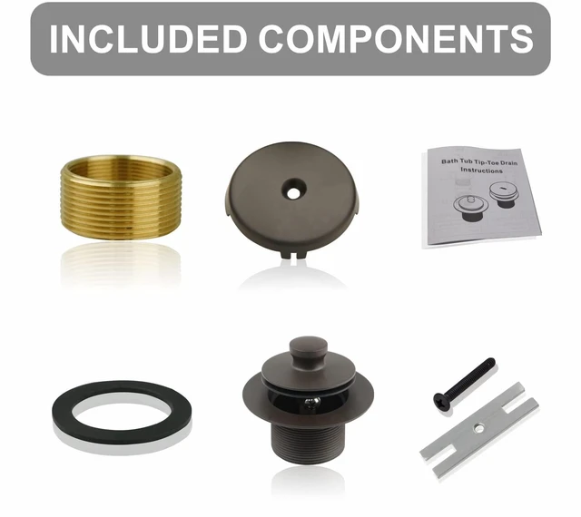 Alt view image 6 of 6 - Oil Rubbed Bronze Tub Drain and 1 Hole Faceplate Overflow Bath Kit Universal Lift & Turn, Fine/Coarse Thread Conversion Twist Trim Kit Assembly, Bronze, For 1-3/8" & 1-1/2" Bathroom Tub Drains