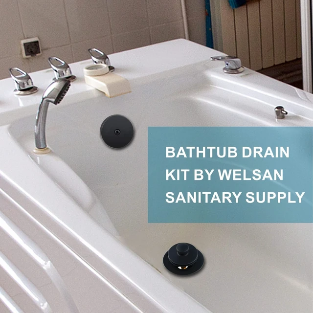 Alt view image 2 of 6 - Matte Black Tub Drain and Overflow Kit, Bathtub Drain Kit Universal Lift & Turn, Single Hole Faceplate, Fine/Coarse Thread Conversion Twist Trim Kit Assembly, For 1-3/8" and 1-1/2" Tub Drains
