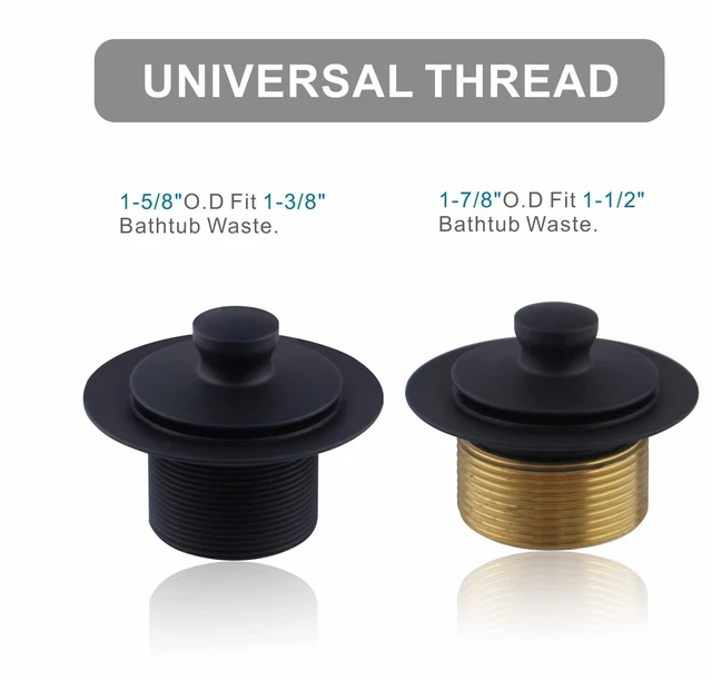 Alt view image 4 of 6 - Matte Black Tub Drain and Overflow Kit, Bathtub Drain Kit Universal Lift & Turn, Single Hole Faceplate, Fine/Coarse Thread Conversion Twist Trim Kit Assembly, For 1-3/8" and 1-1/2" Tub Drains