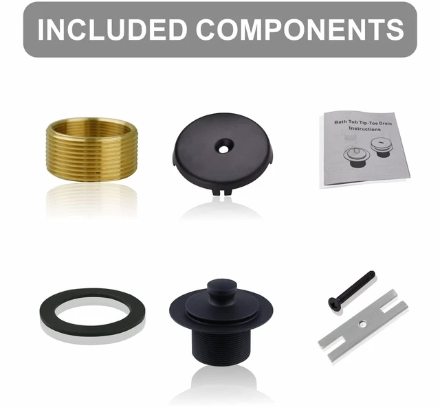 Alt view image 6 of 6 - Matte Black Tub Drain and Overflow Kit, Bathtub Drain Kit Universal Lift & Turn, Single Hole Faceplate, Fine/Coarse Thread Conversion Twist Trim Kit Assembly, For 1-3/8" and 1-1/2" Tub Drains