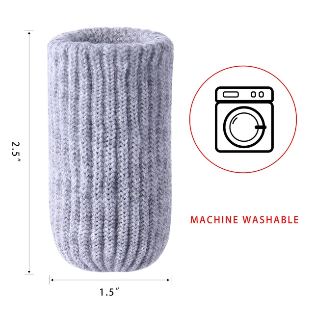 Alt view image 2 of 5 - 32 PCs Furniture Leg Socks - High Elastic Knitted Chair Leg Floor Protectors, Thickening Gray Chair Leg Covers Set, Move Easily and Reduce Noise (Pack of 2)